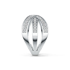 Platinum Crossover Ring with White Topaz or Moissanite Diamond Accent DHJ