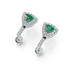 14K Gold Semi Mount Earrings Setting Trillion TL 4X4mm Diamond Accent DHJ