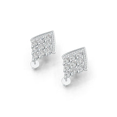 Sterling Silver Earrings Cluster Kite Shape with White Topaz or Moissanite DHJ