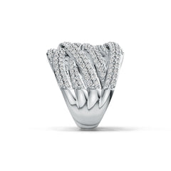 14K Gold Ring Multi-Row Crossover Theme with or Moissanite Diamond Accent DHJ
