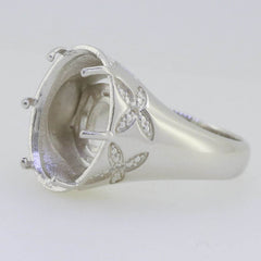 Platinum Semi Mount Ring Setting Oval OV 16x12mm PJC15071 Diamond Accent Syzjewelry