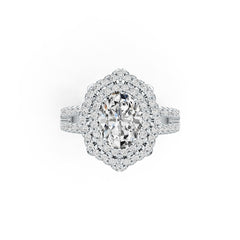 14K Gold Semi Mount Ring Setting Oval OV 9X7mm Diamond Accent DHJ