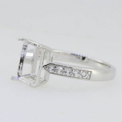 18K Gold Semi Mount Ring Setting Emerald OCT 10x8mm Diamond Accent Syzjewelry