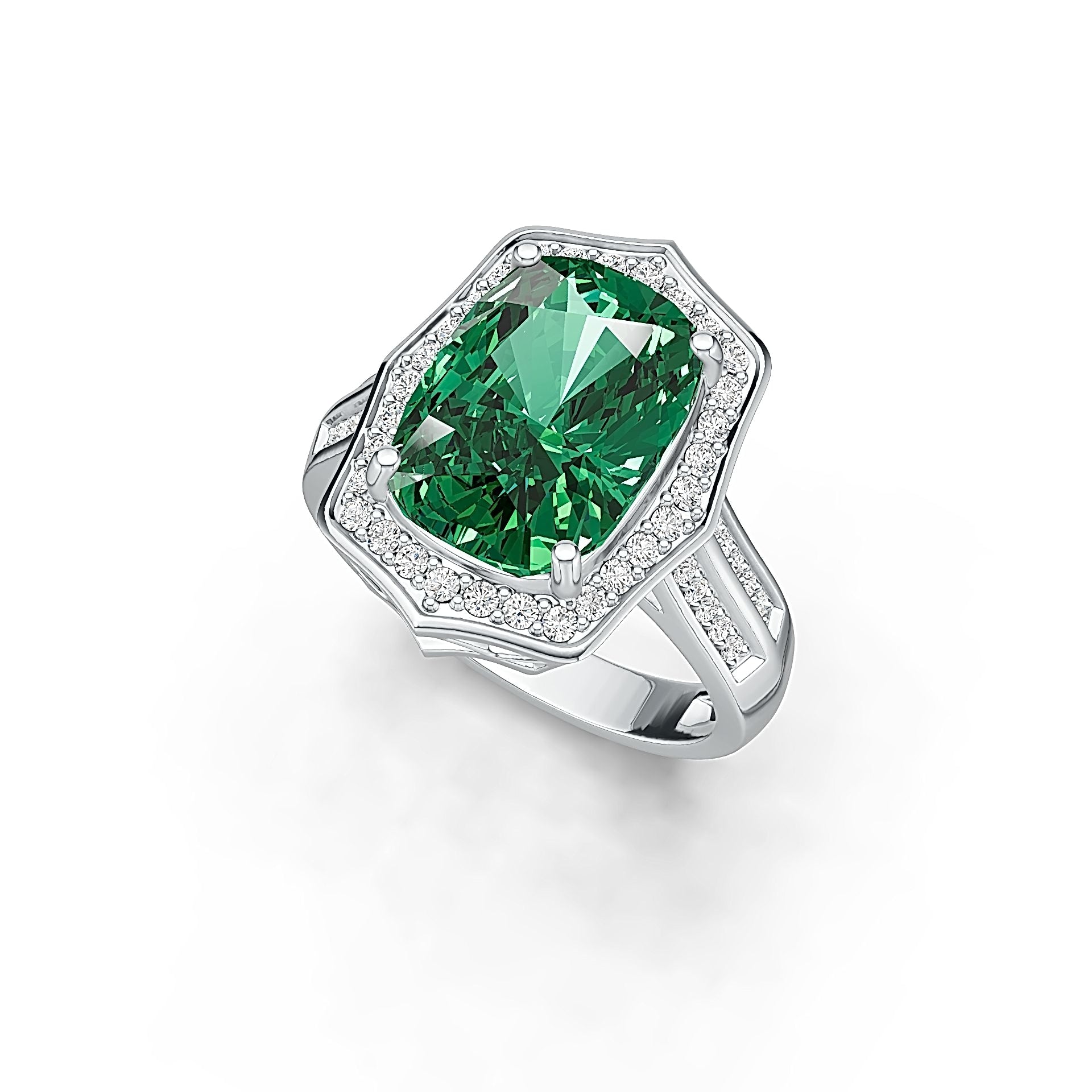 Sterling Silver Semi Mount Ring Setting Cushion CU 14X10mm Halo DHJ