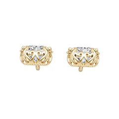 Platinum Semi Mount Earrings Setting Emerald Em 10x8mm Diamond Accent Syz Jewelry