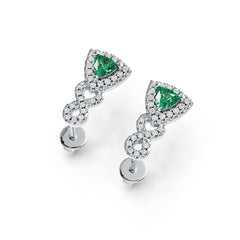 14K Gold Semi Mount Earrings Setting Trillion TL 4X4mm with White Topaz Diamond Accent DHJ