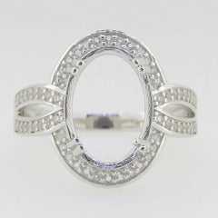 Platinum Semi Mount Ring Setting Oval OV 14x10mm Halo Split Sha Diamond Accent DHJ