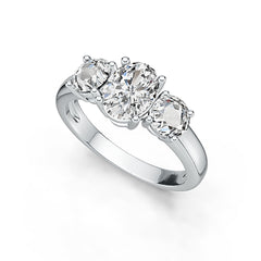 Sterling Silver Semi Mount Ring Setting OV 8x6mm RD 5x5mm 3 Stone Ring Syzjewelry