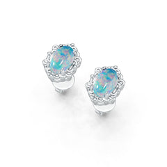 Sterling Silver Semi Mount Earrings Setting Oval OV 6X4mm Cabochon DHJ