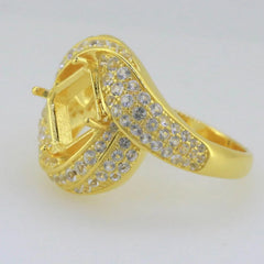 14K Gold Semi Mount Ring Setting Princess SQ 8X8mm White Topaz Diamond Accent DHJ