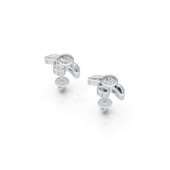 Sterling Silver Semi Mount Earrings Setting Round RD 4x4mm Angel Theme DHJ