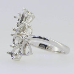 Platinum Semi Mount Ring Setting Pear PE 6x4mm Syzjewelry