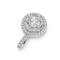 Platinum Semi Mount Pendant Setting Round RD 8x8mm Halo Diamond Accent DHJ