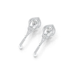 10K Gold Semi Mount Earrings Setting Pear PE 8x6mm with White Topaz Moissanite Accent DHJ