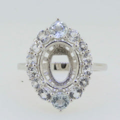 18K Gold Semi Mount Ring Setting Oval OV 11x9mm Diamond Accent Syzjewelry