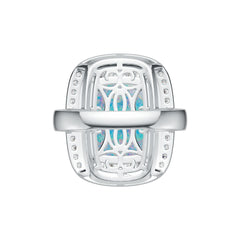 Platinum Semi Mount Ring Setting Cushion CU 14X10mm Cabochon Diamond Accent DHJ