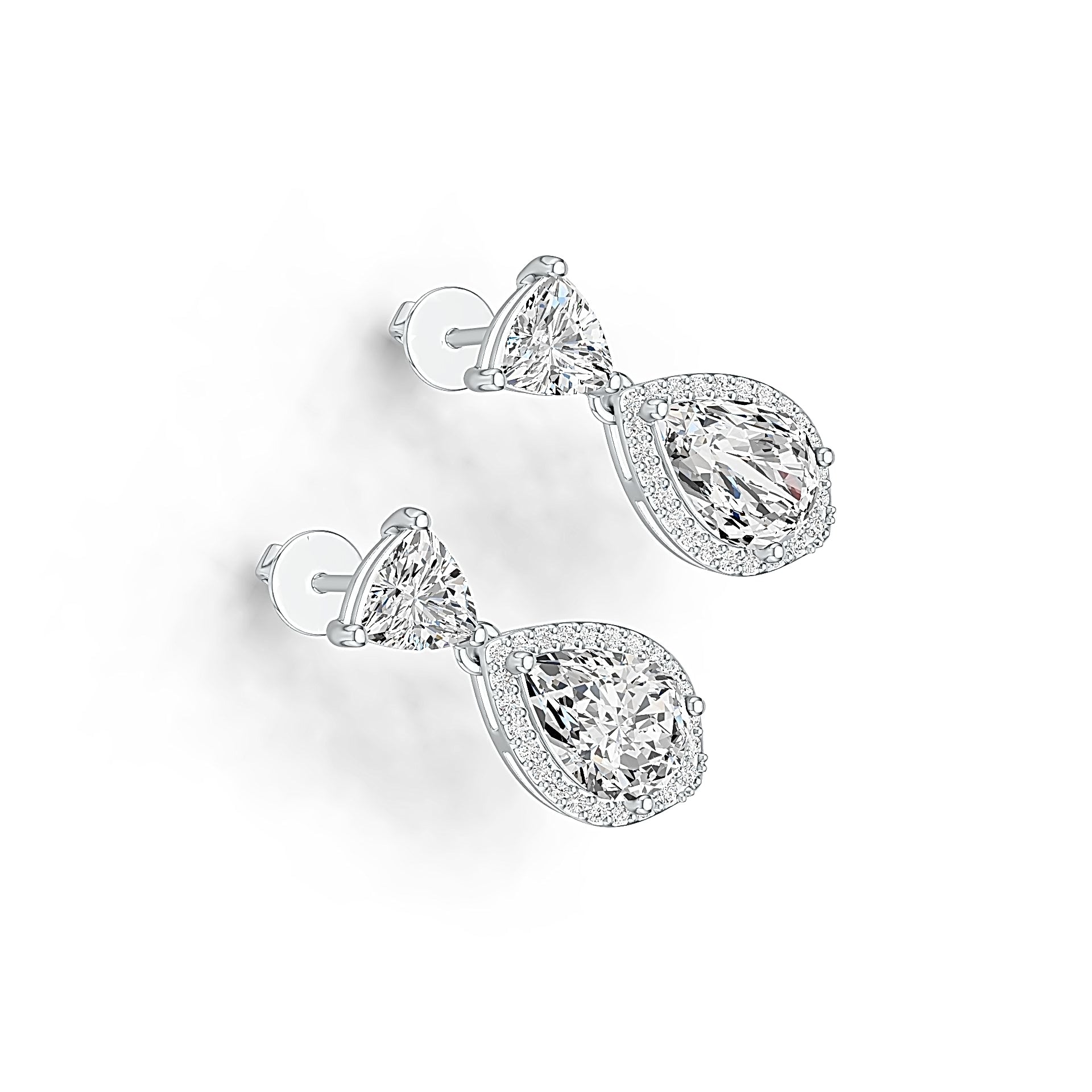 Sterling Silver Semi Mount Earrings Setting Pear PE 10X7mm TRI 6Xmm Syzjewelry