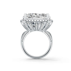 Platinum Semi Mount Ring Setting Cushion CU 18X18mm Halo Diamond Accent DHJ