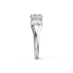 Platinum Semi Mount Ring Setting Oval OV 8X6mm CU 6X4mm Diamond Accent DHJ