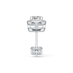 18K Gold Semi Mount Earrings Setting Round RD 4x4mm Halo Diamond Accent DHJ