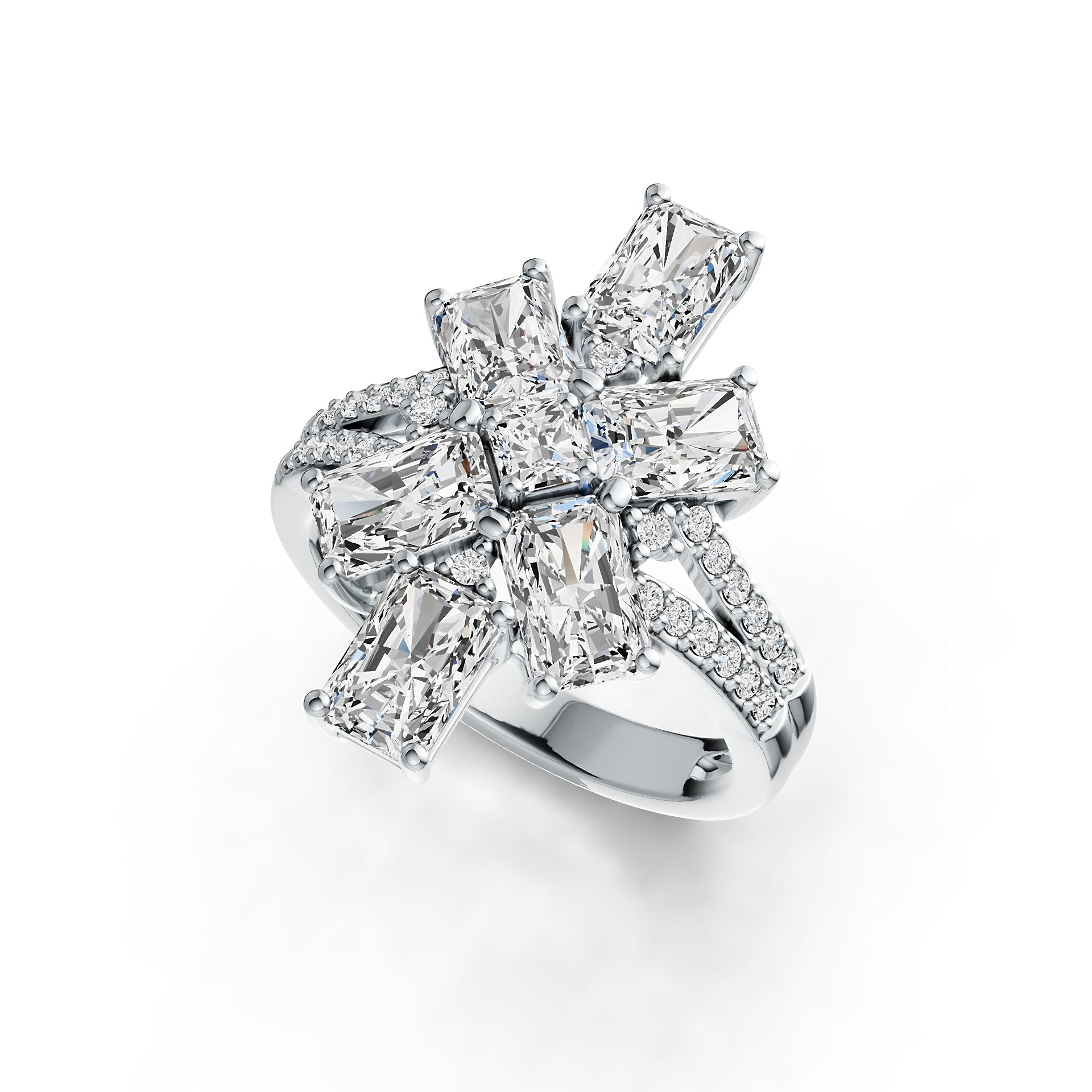 Sterling Silver Semi Mount Ring Setting Emerald OCT 6X4mm SQ 3X3mm DHJ