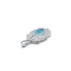 Platinum Semi Mount Pendant Setting Marquise MQ 14X7mm Cabochon Diamond Accent DHJ