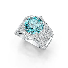 Sterling Silver Semi Mount Ring Setting Round RD 10x10mm with White Topaz or Moissanite DHJ