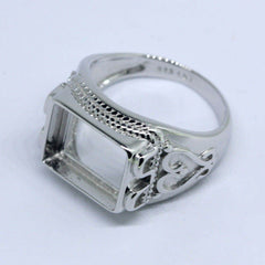 Men's Ring Settings Platinum Ring Mounting Emerald OCT 12x10mm Syzjewelry