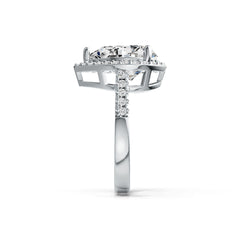 Platinum Semi Mount Ring Setting Pear PE 12X10mm Halo Diamond Accent DHJ