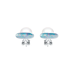 14K Gold Semi Mount Earrings Setting Round RD 9x9mm Pearl Diamond Accent DHJ