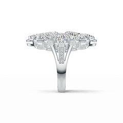 10K Gold Semi Mount Ring Setting Oval OV 7X5mm RD 6X6mm RD 5X5mm Moissanite Accent DHJ