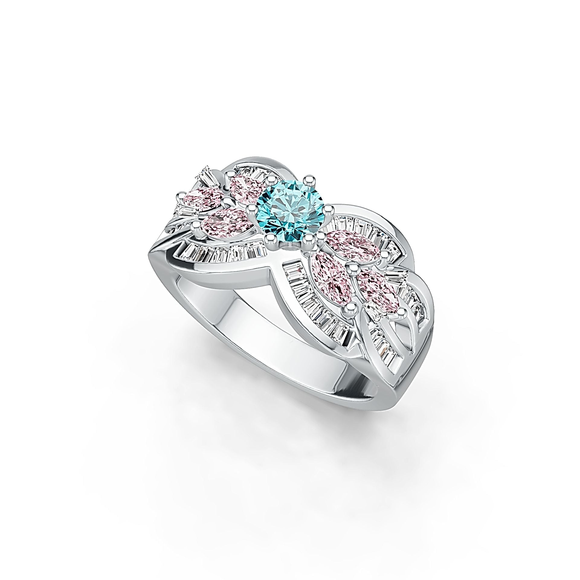 Sterling Silver Semi Mount Ring Setting Round RD 5x5mm MQ 5x2mm DHJ