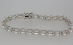 18K Gold Semi Mount Tennis Bracelet Setting OV 6x4mm Cabochon Syzjewelry