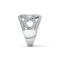 Platinum Ring with White Topaz or Moissanite Interlocking Loop Theme Diamond Accent DHJ