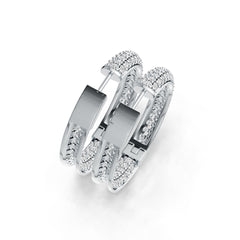 Sterling Silver Hoop Earrings with White Topaz or Moissanite DHJ