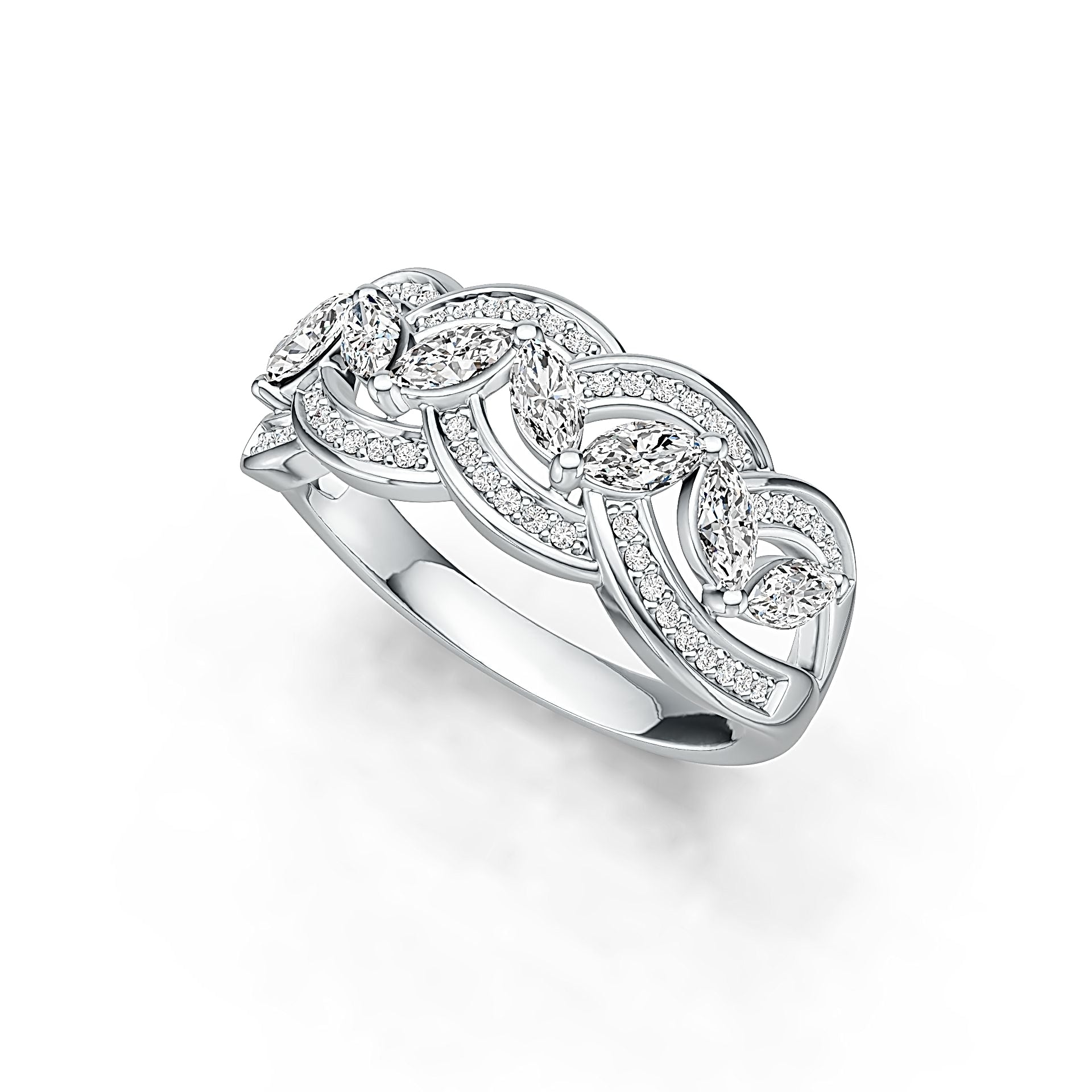 Sterling Silver Ring Braided Stackable Theme in White Topaz or Moissanite DHJ