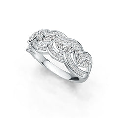 Sterling Silver Ring Braided Stackable Theme in White Topaz or Moissanite DHJ