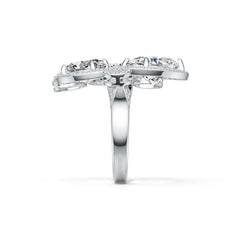 Platinum Semi Mount Ring Setting Oval OV 14X10mm OV 10X8mm RD 8mm Diamond Accent DHJ