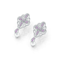 14K Gold Earrings Dangle Filigree Design with or Moissanite Diamond Accent DHJ