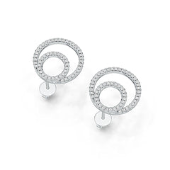 Platinum Semi Mount Earrings Setting Round RD 1.0mm Diamond Accent DHJ