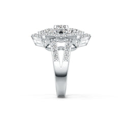 10K Gold Semi Mount Ring Setting Round RD 6x6mm Flower Theme Split Shank Moissanite Accent DHJ