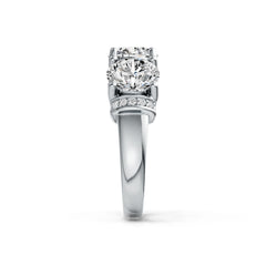 10K Gold Semi Mount Ring Setting Round RD 7X7mm with Moissanite Accent DHJ