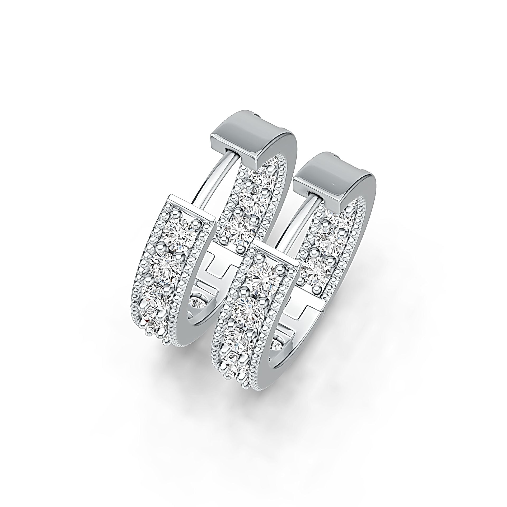 Sterling Silver Hoop Earrings with White Topaz or Moissanite Syzjewelry