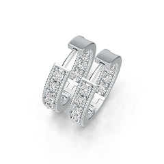 Sterling Silver Hoop Earrings with White Topaz or Moissanite Syzjewelry