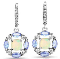 14K Gold Semi Mount Earrings Setting Round RD 7x7mm cabcochon W Diamond Accent Syzjewelry