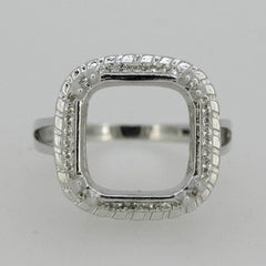 18K Gold Semi Mount Ring Setting Cushion Cu13x13mm Vintage Style Halo Diamond Accent Syzjewelry
