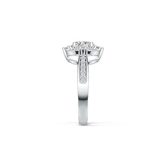 18K Gold Semi Mount Ring Setting Round RD 7x7mm Halo Diamond Accent DHJ