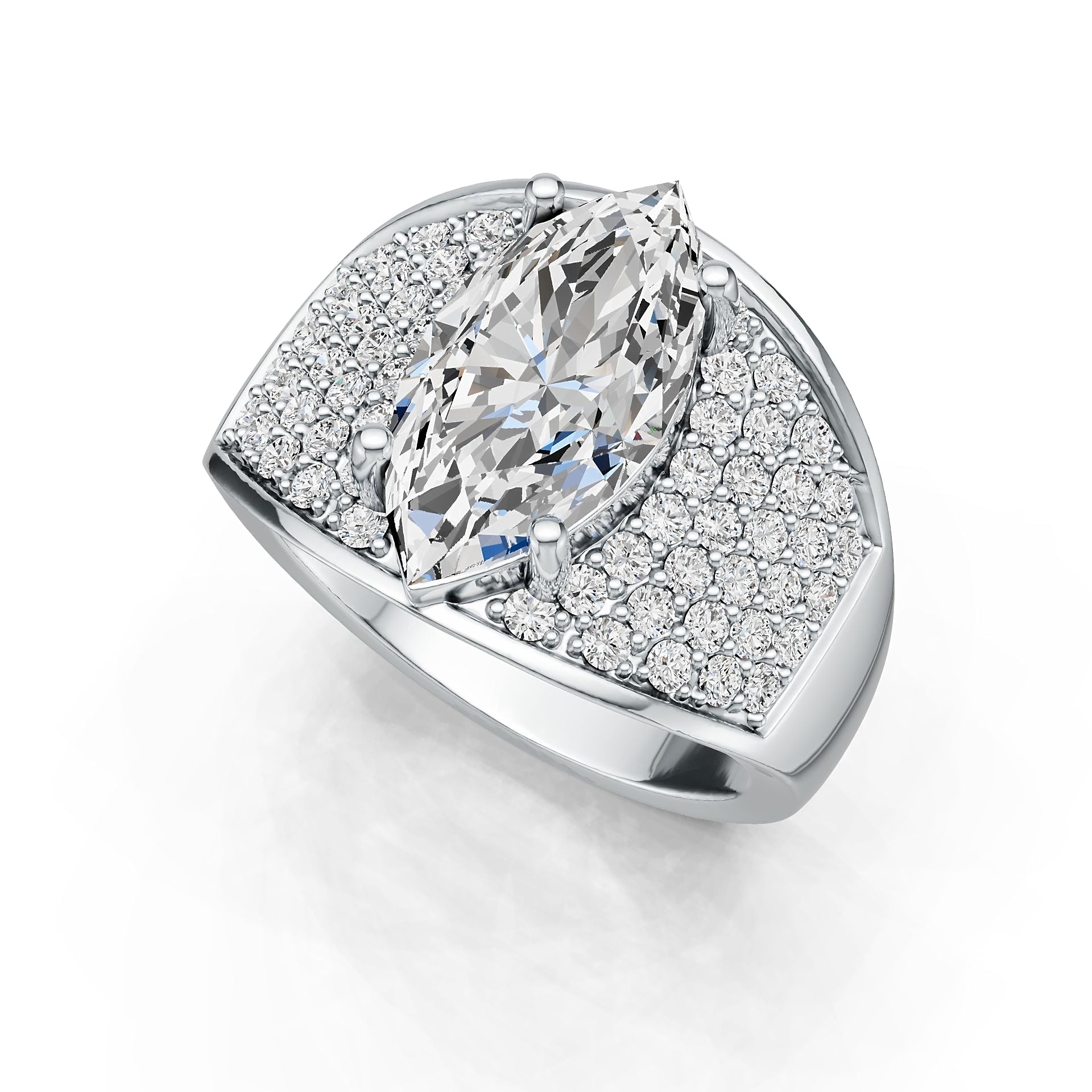Sterling Silver Semi Mount Ring Setting Marquise MQ 14X7mm DHJ