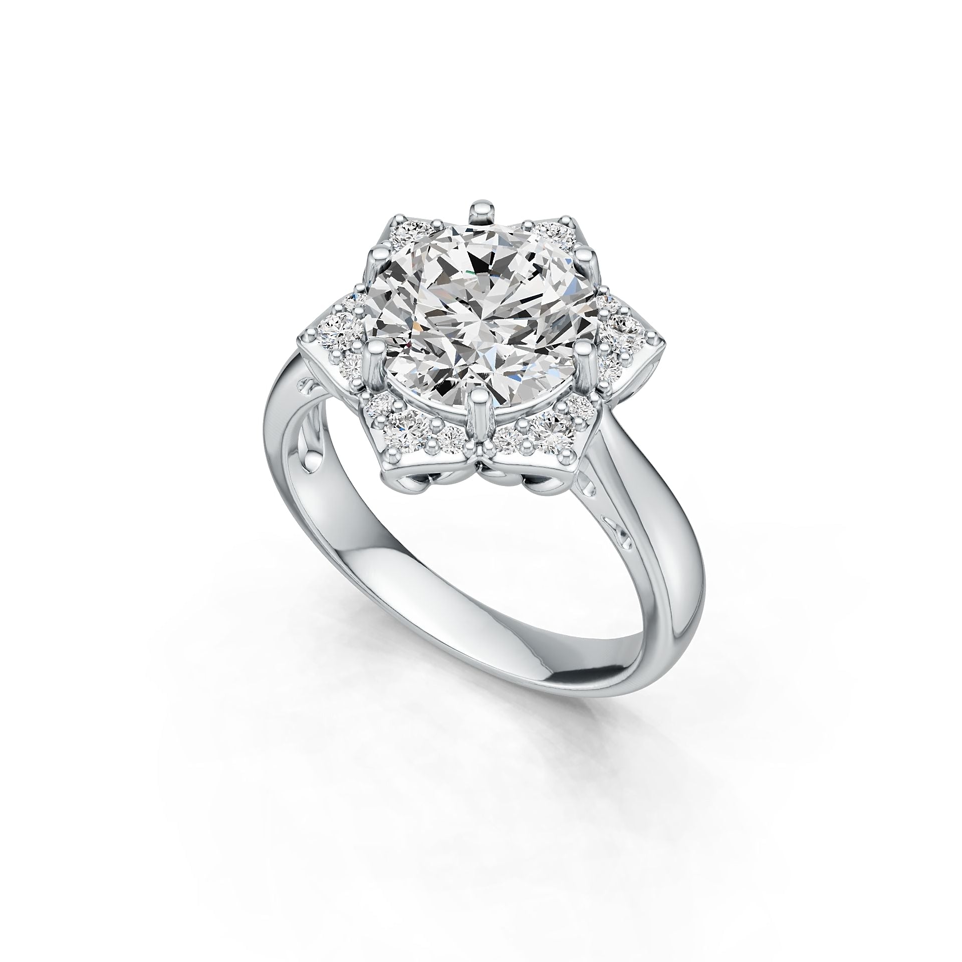 Sterling Silver Semi Mount Ring Setting Round RD 9.5mm DHJ