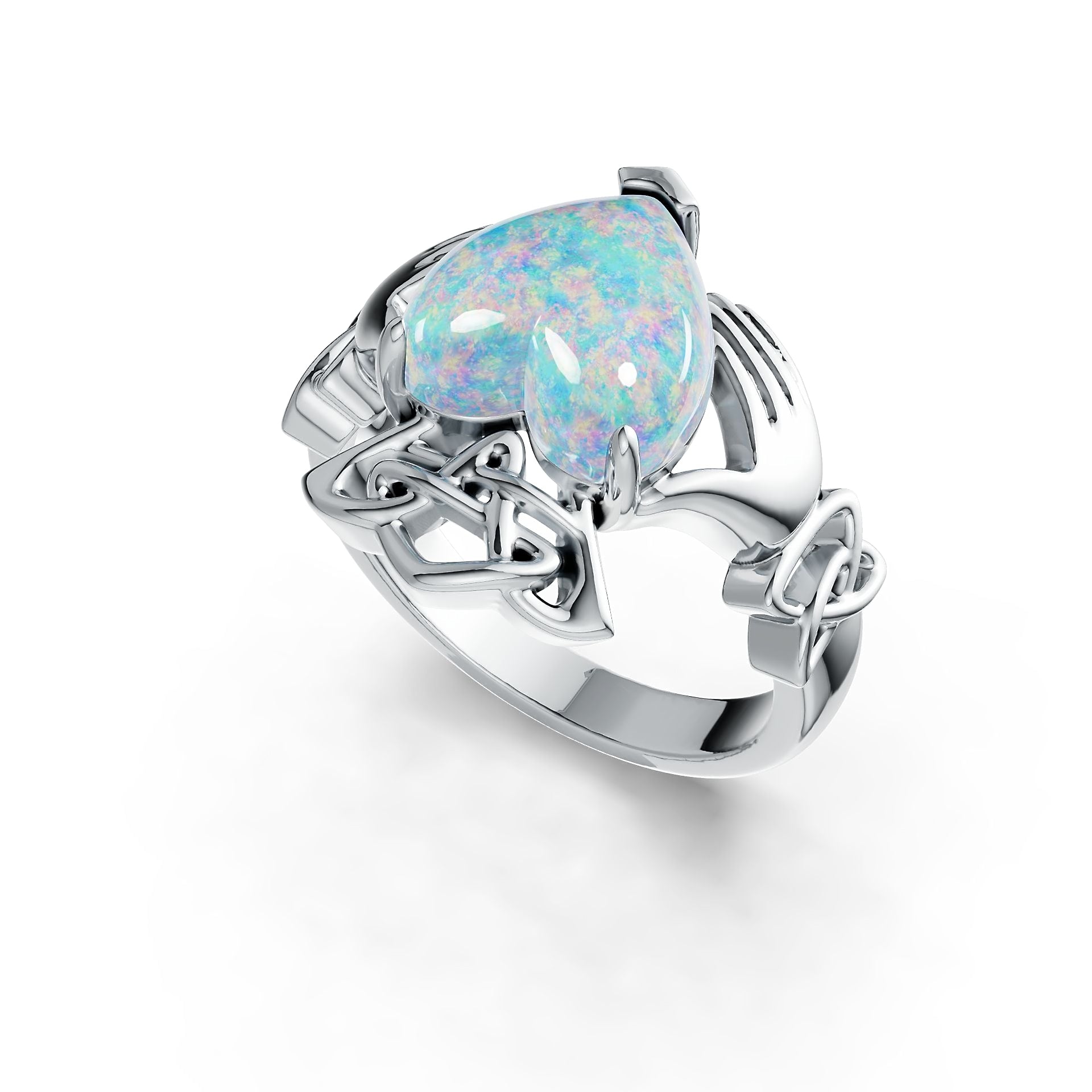 Sterling Silver Semi Mount Ring Setting Heart HT 10X10mm Celtic Knot Claddagh Ring Cabochon DHJ